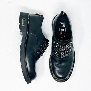 CULT OFFICIAL Women's Oxfords Shoes [Size 6/ 36] Leather Black Brogues Chains